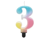 Candle digit 3, pastel ombre, 8 cm EOL