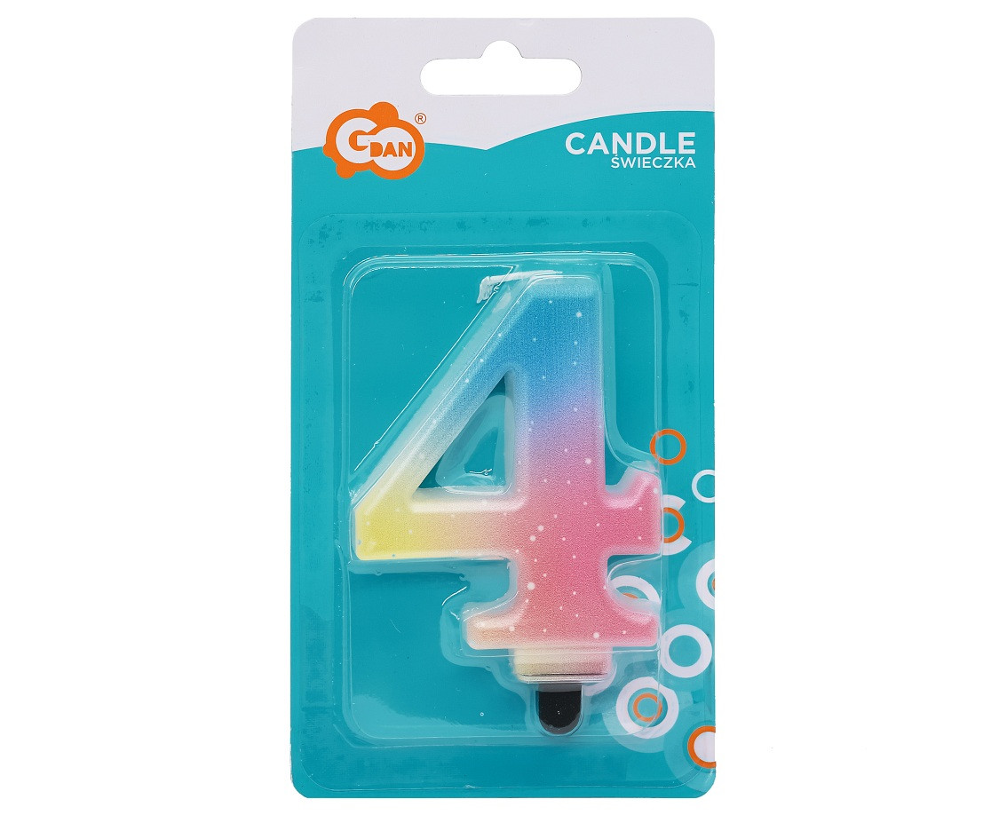 Candle digit 4, pastel ombre, 8 cm EOL