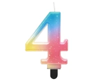 Candle digit 4, pastel ombre, 8 cm EOL