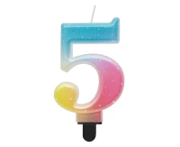 Candle digit 5, pastel ombre, 8 cm EOL