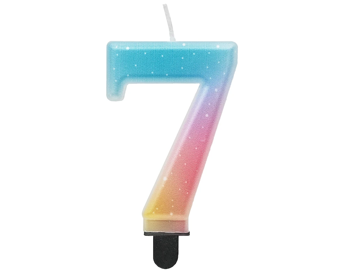Candle digit 7, pastel ombre, 8 cm EOL