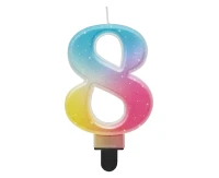 Candle digit 8, pastel ombre, 8 cm EOL