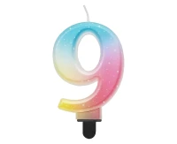 Candle digit 9, pastel ombre, 8 cm EOL