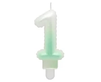 Candle digit 1, ombre, pearly white-green, 7 cm EOL
