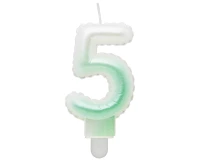 Candle digit 5, ombre, pearly white-green, 7 cm EOL
