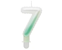 Candle digit 7, ombre, pearly white-green, 7 cm EOL