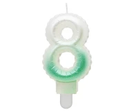 Candle digit 8, ombre, pearly white-green, 7 cm EOL