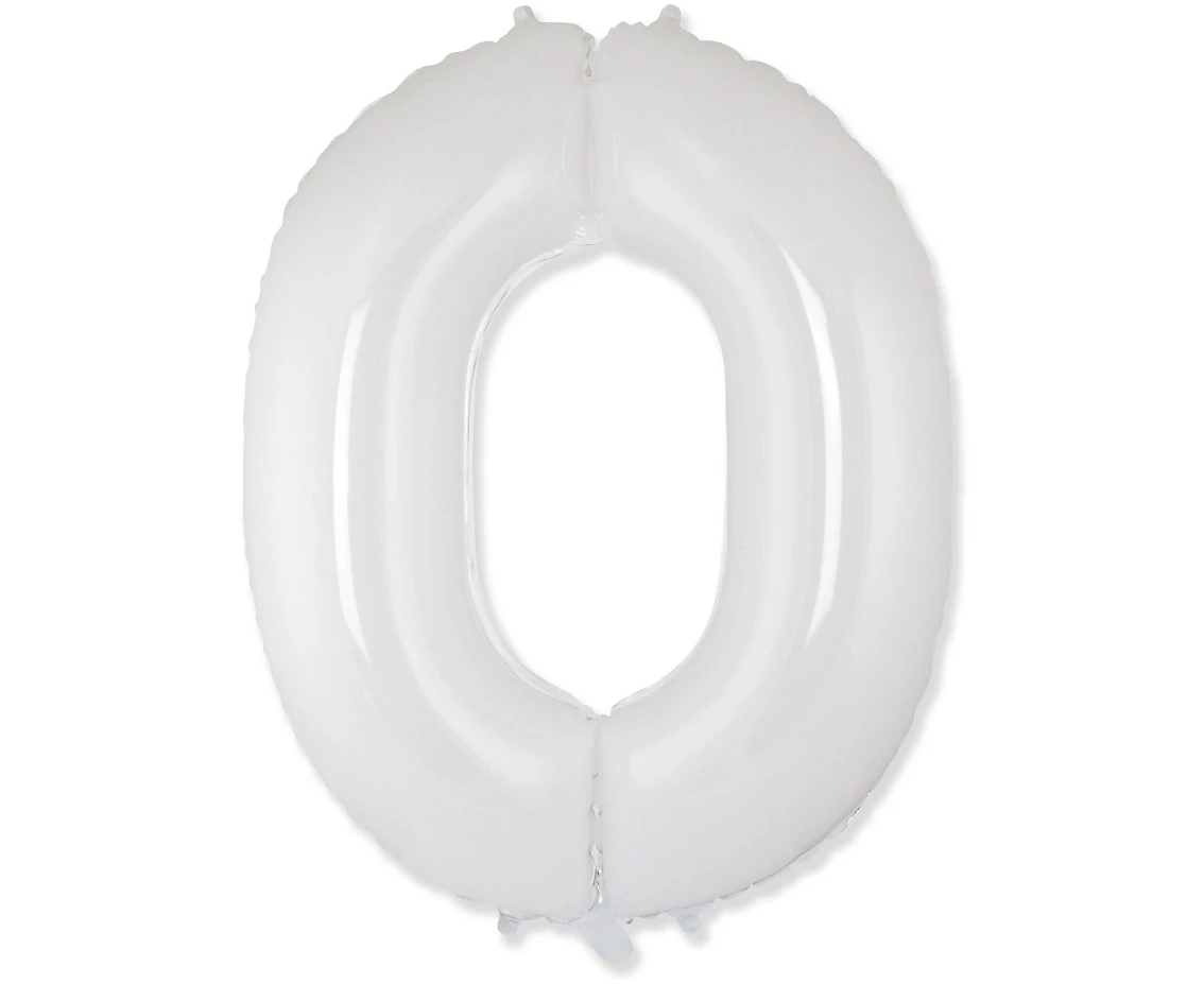 Foil balloon FX - Number 0 white, 85 cm KK,  unpacked (flat) EOL