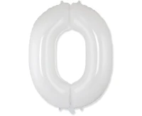 Foil balloon FX - Number 0 white, 85 cm KK,  unpacked (flat) EOL