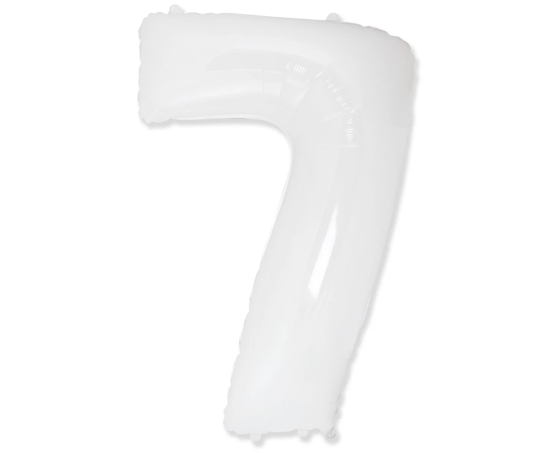 Foil balloon FX - Number 7 white, 85 cm KK,  unpacked (flat) EOL