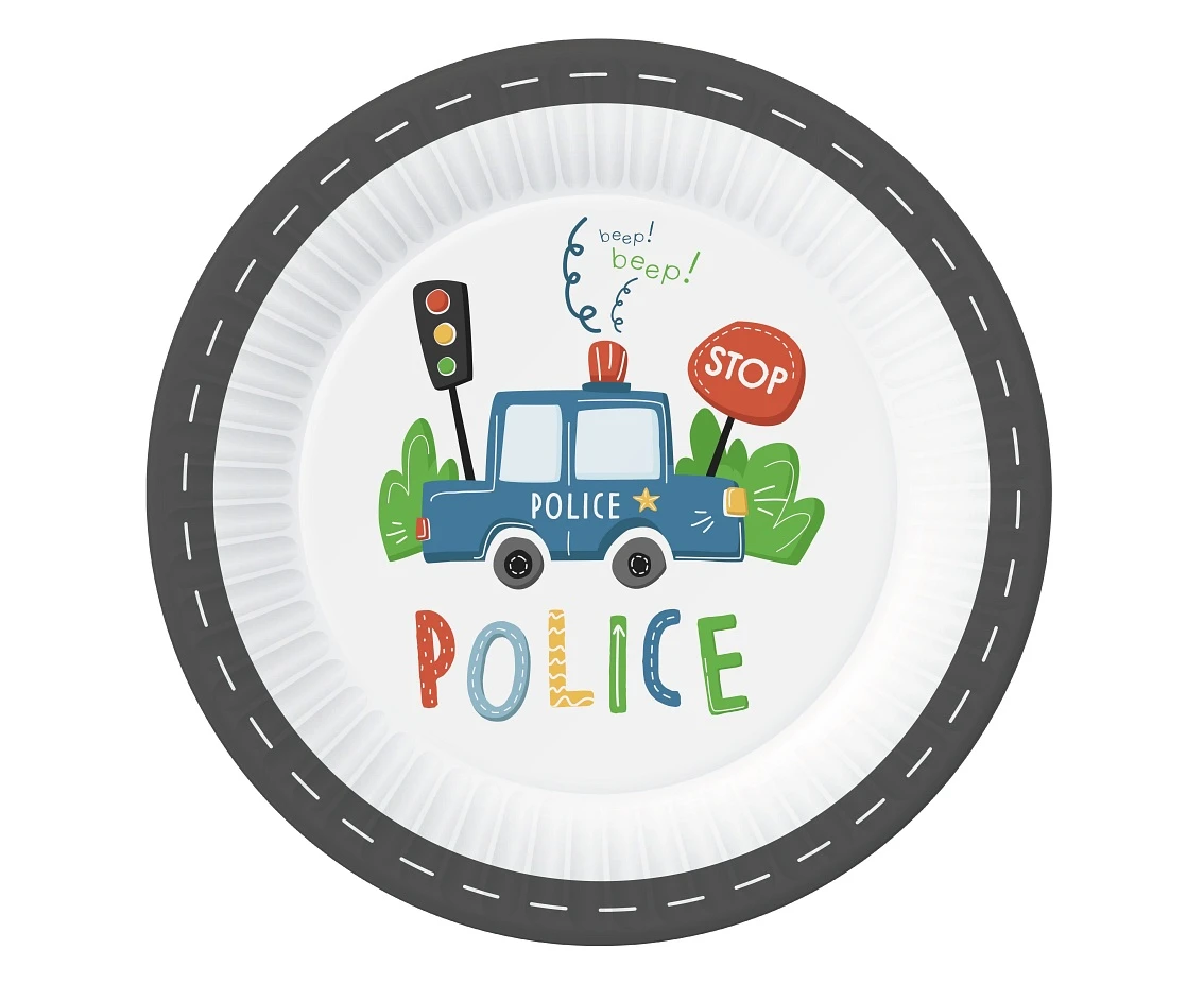 Paper plates Police, 23 cm, 6 pcs EOL