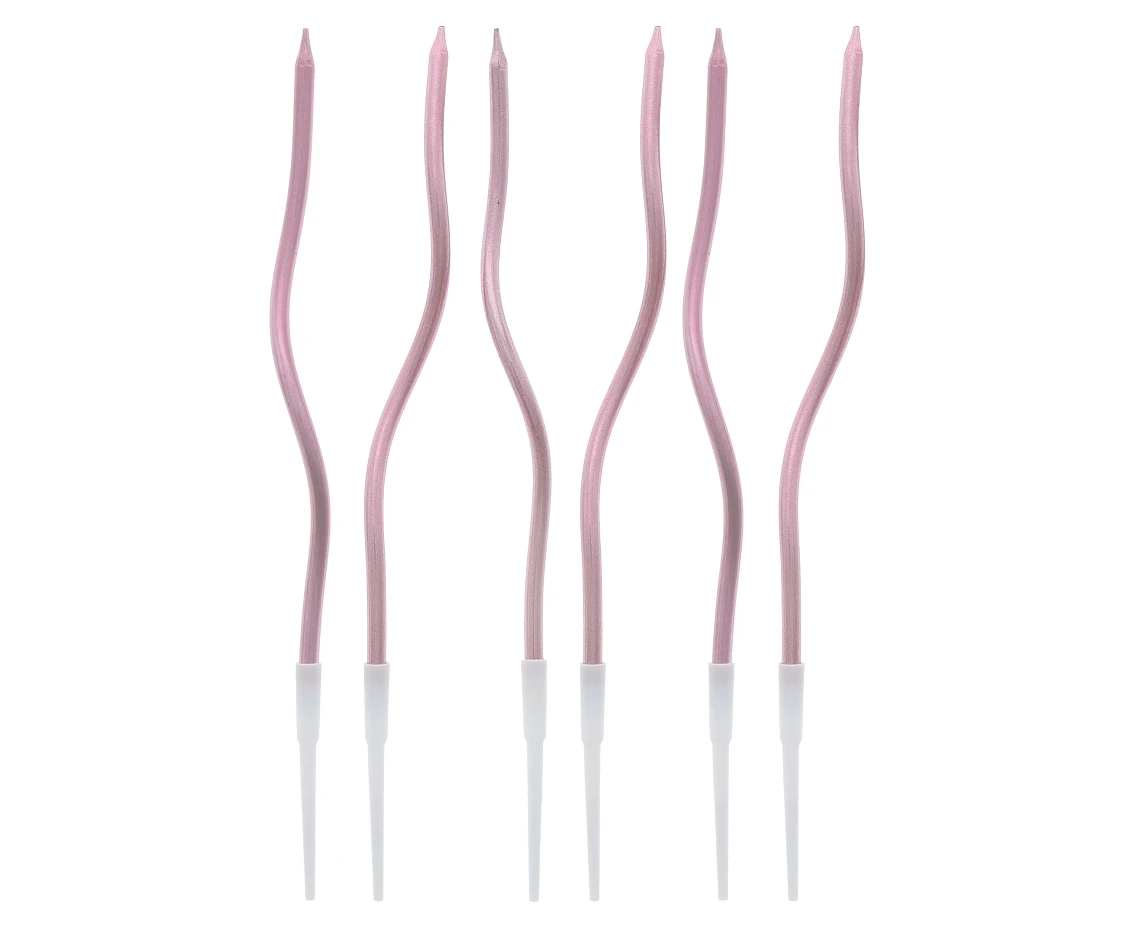 B&C swirl metallic candles,pink, 12,5 cm, 6 pcs