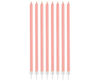 Pearly light pink candles, 15 cm, 8 pcs