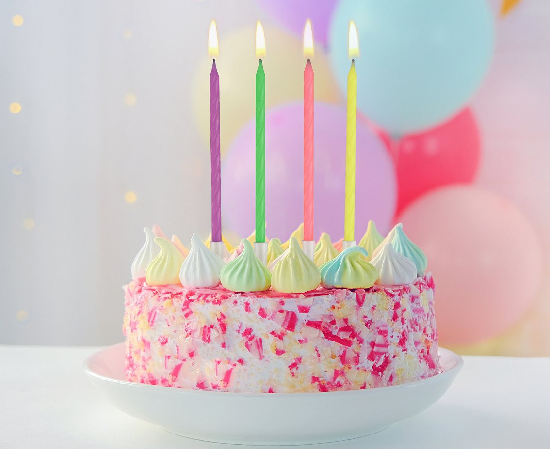 Candles, neon mix, 9,5 cm, 10 pcs