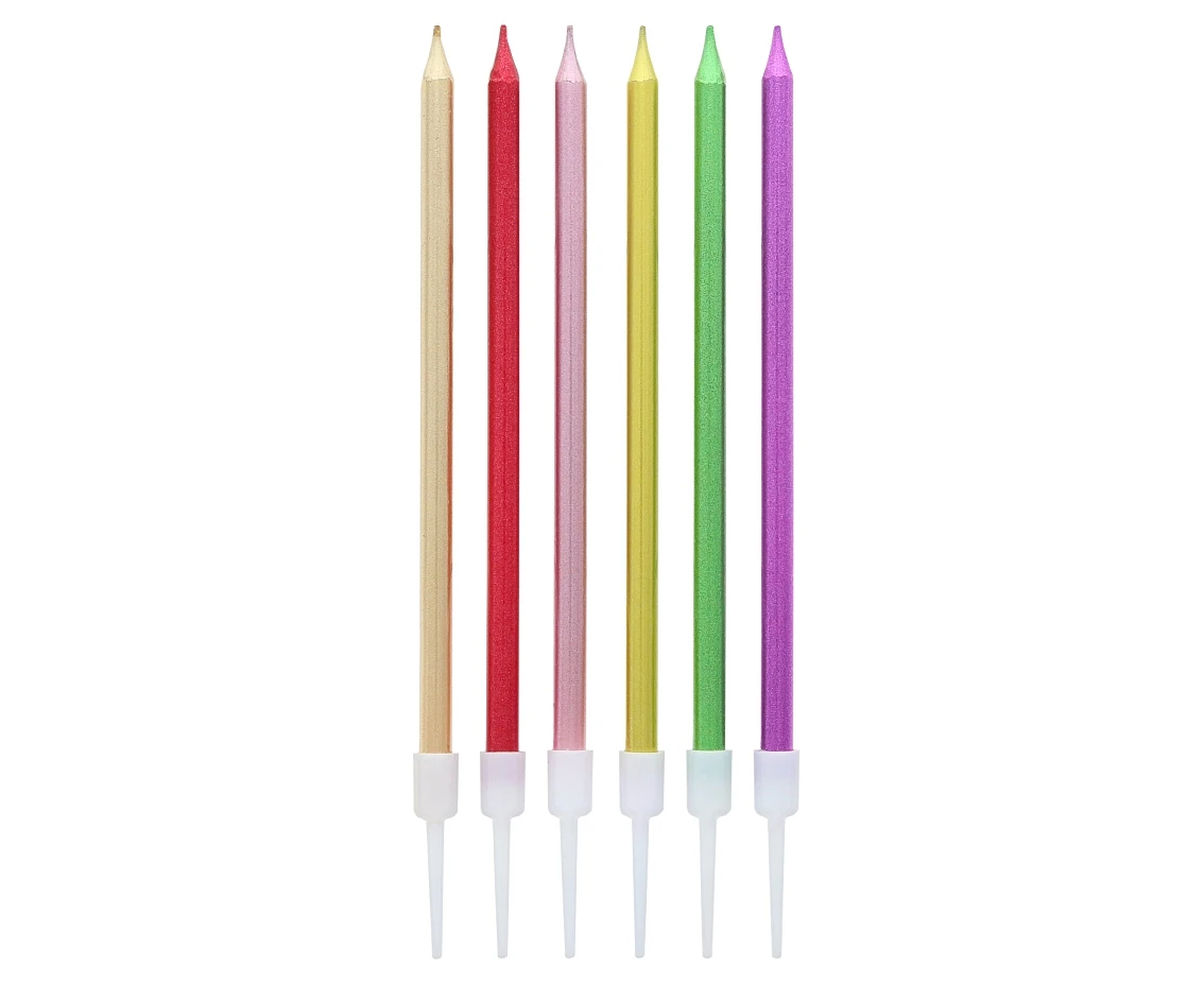 B&C candles, metallic mix, 11 cm, 6 pcs