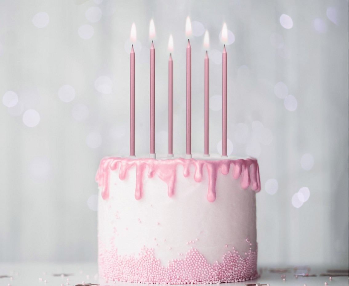 B&C candles, metallic rose gold, 11 cm, 6 pcs