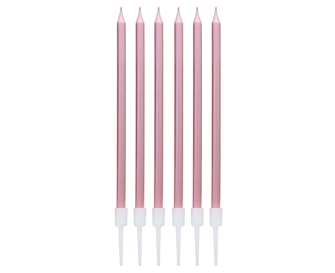 B&C candles, metallic rose gold, 11 cm, 6 pcs