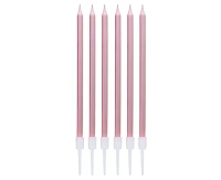 B&C candles, metallic rose gold, 11 cm, 6 pcs