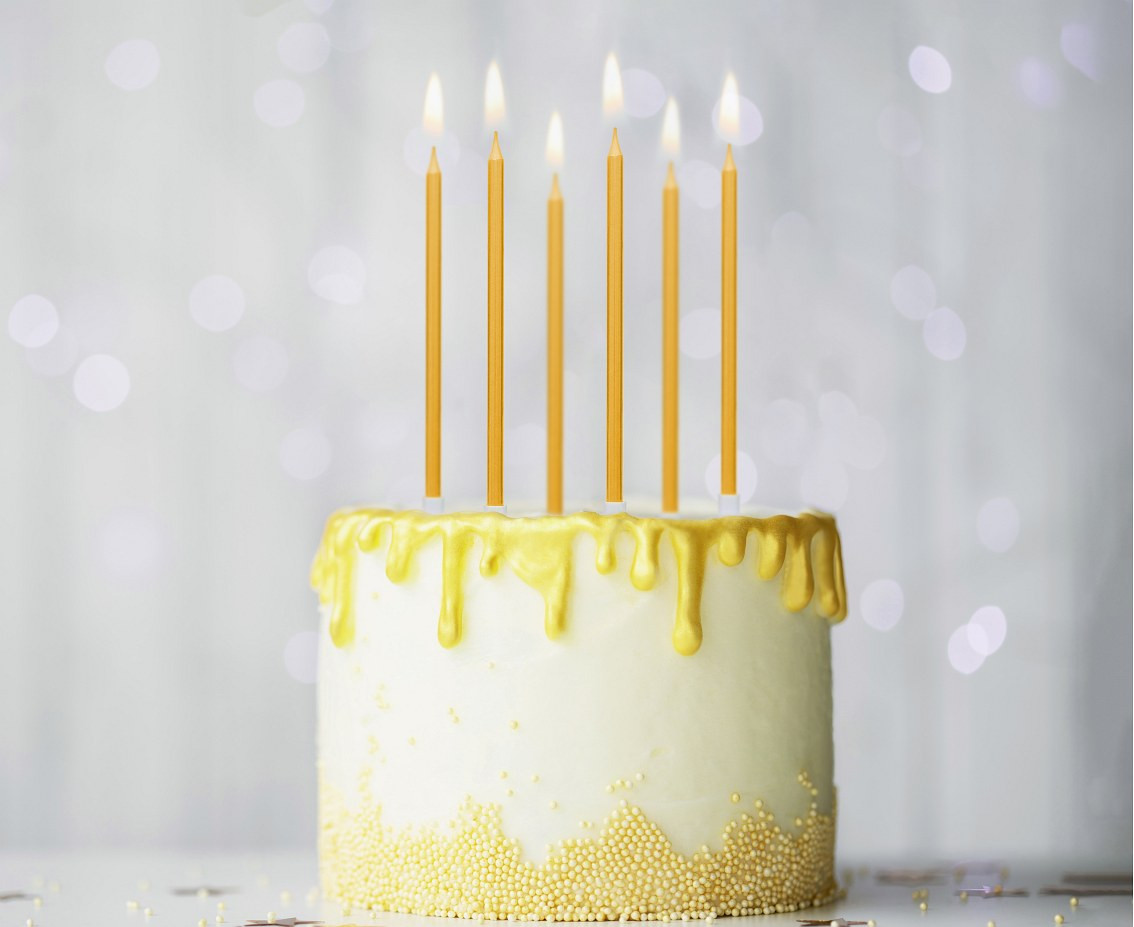 B&C candles, metallic gold, 11 cm, 6 pcs