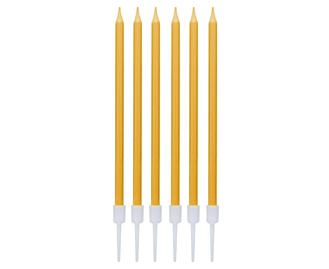 B&C candles, metallic gold, 11 cm, 6 pcs