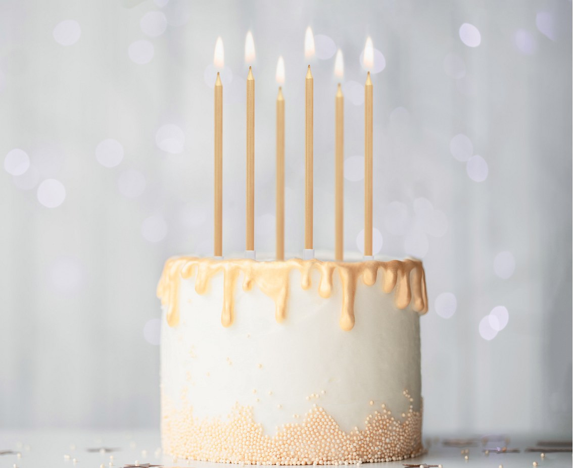 B&C candles, metallic light gold, 11 cm, 6 pcs