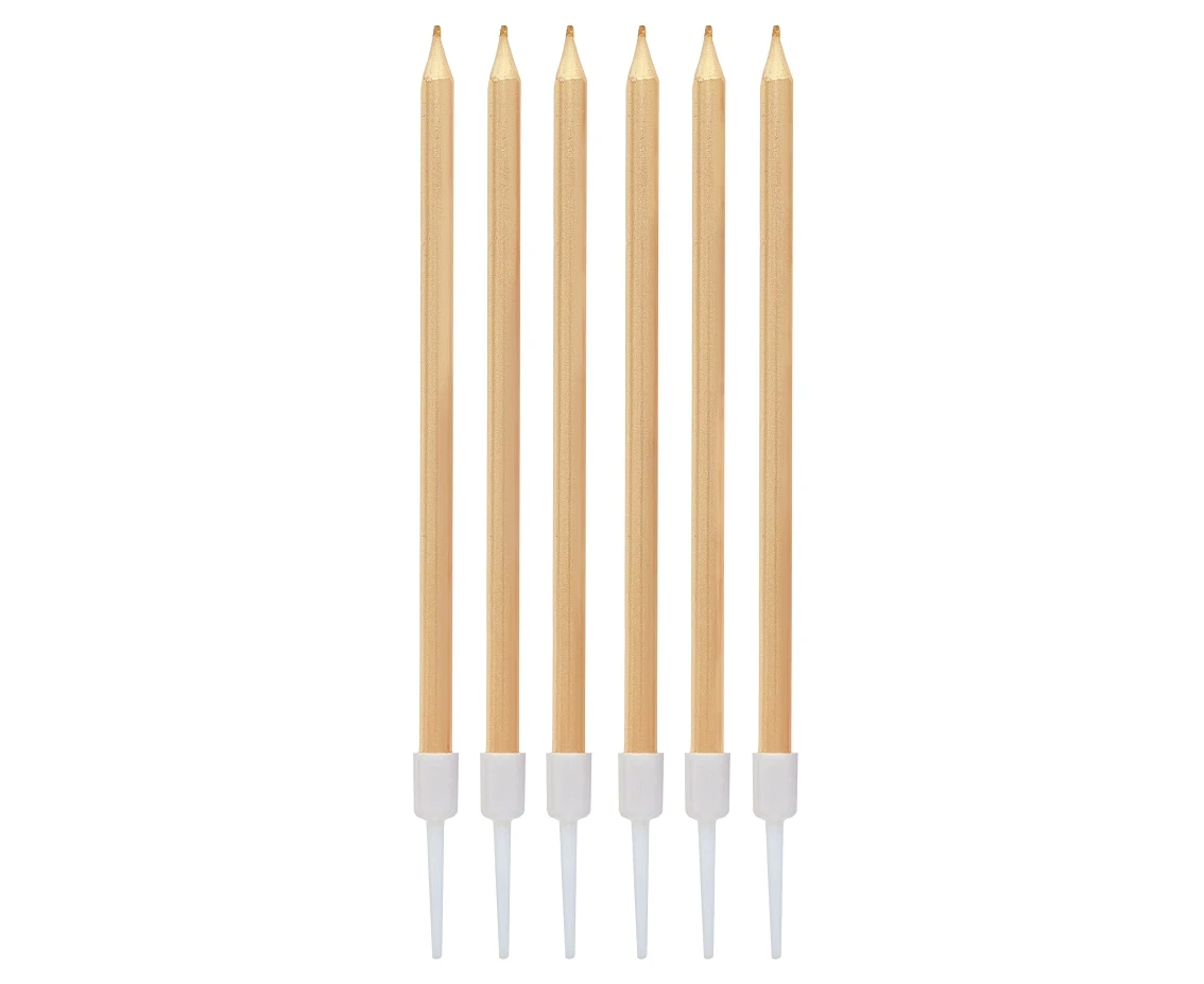 B&C candles, metallic light gold, 11 cm, 6 pcs