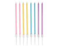 Candles, macaron mix, 14x0.31 cm, 8 pcs