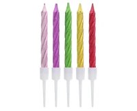 B&C metallic candles Twister, mix, 6 cm, 10 pcs