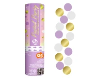 Foil confetti Cannon Circles (gold, lilac, white) / 15 cm