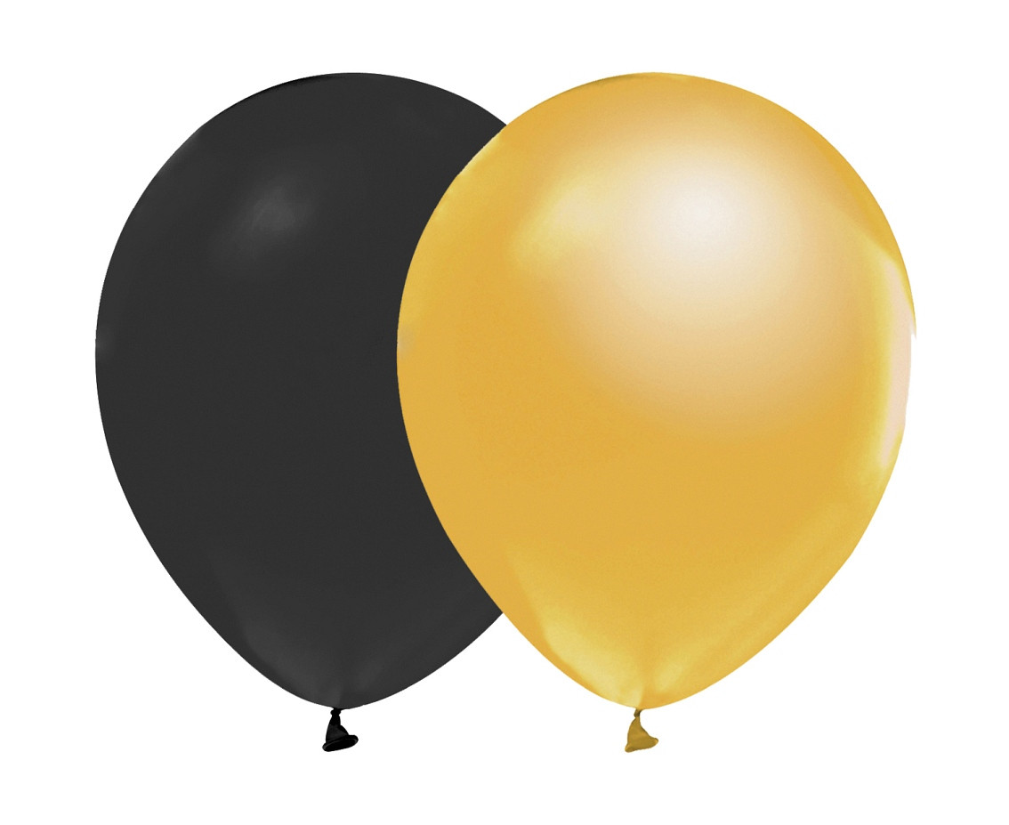 Balloons B&C 12", metallic gold and pastel black, 50pcs