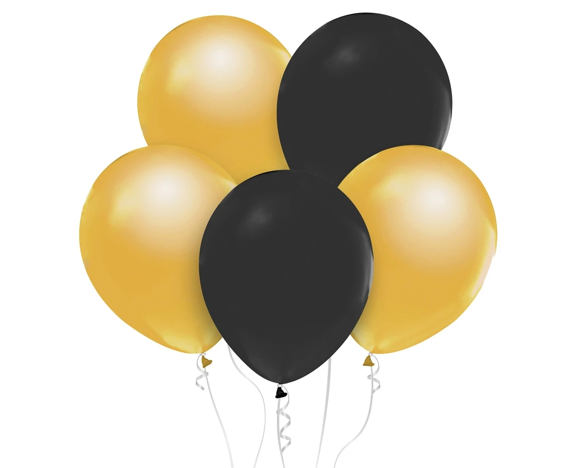 Balloons B&C 12", metallic gold and pastel black, 50pcs