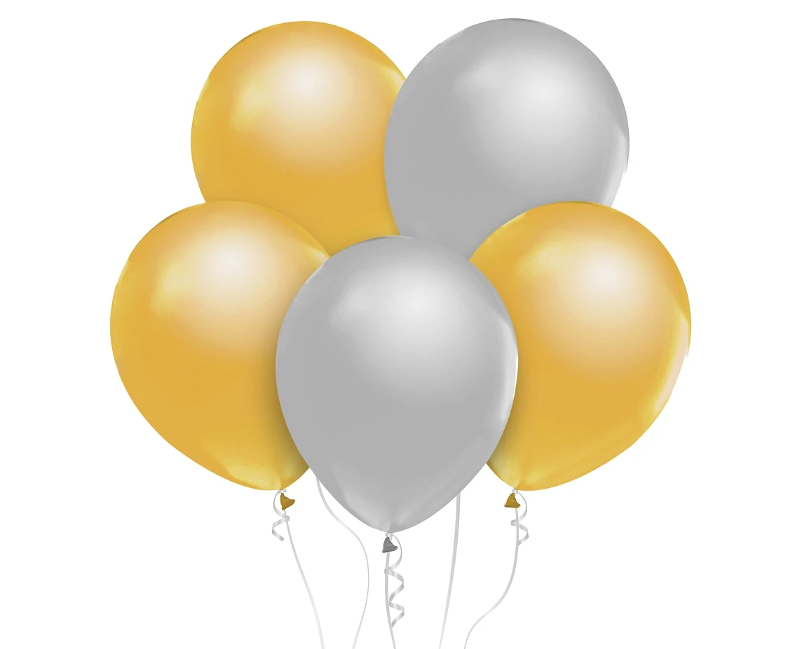 Balloons B&C 12", metallic gold and silver, 50pcs