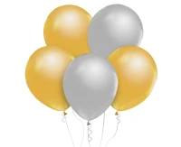 Balloons B&C 12", metallic gold and silver, 50pcs