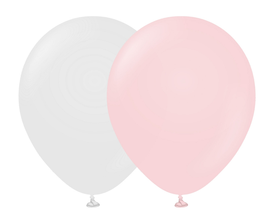 Balloons B&C 12", pastel pink and white, 50pcs