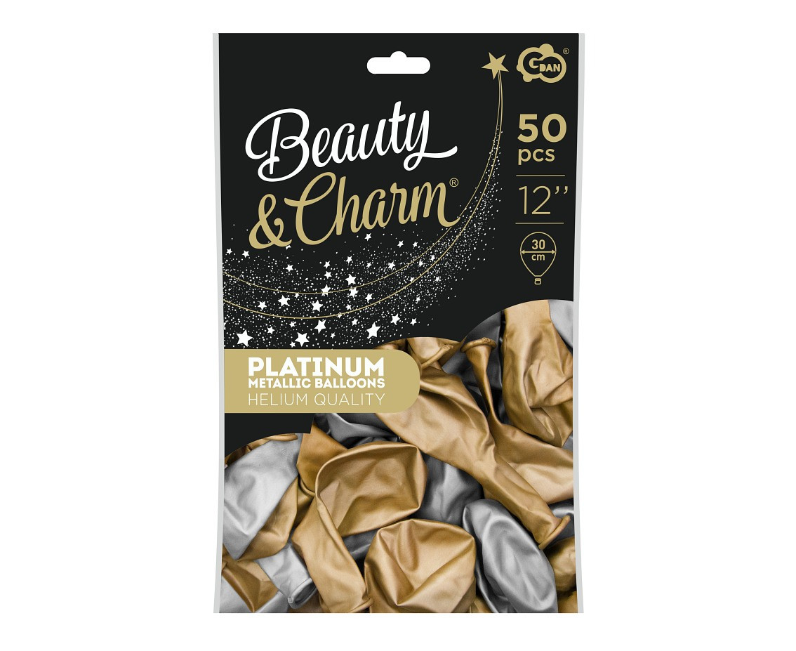 Balloons B&C 12", platinum gold and silver, 50pcs