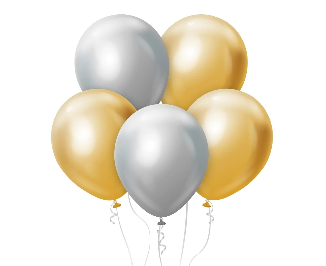 Balloons B&C 12", platinum gold and silver, 50pcs