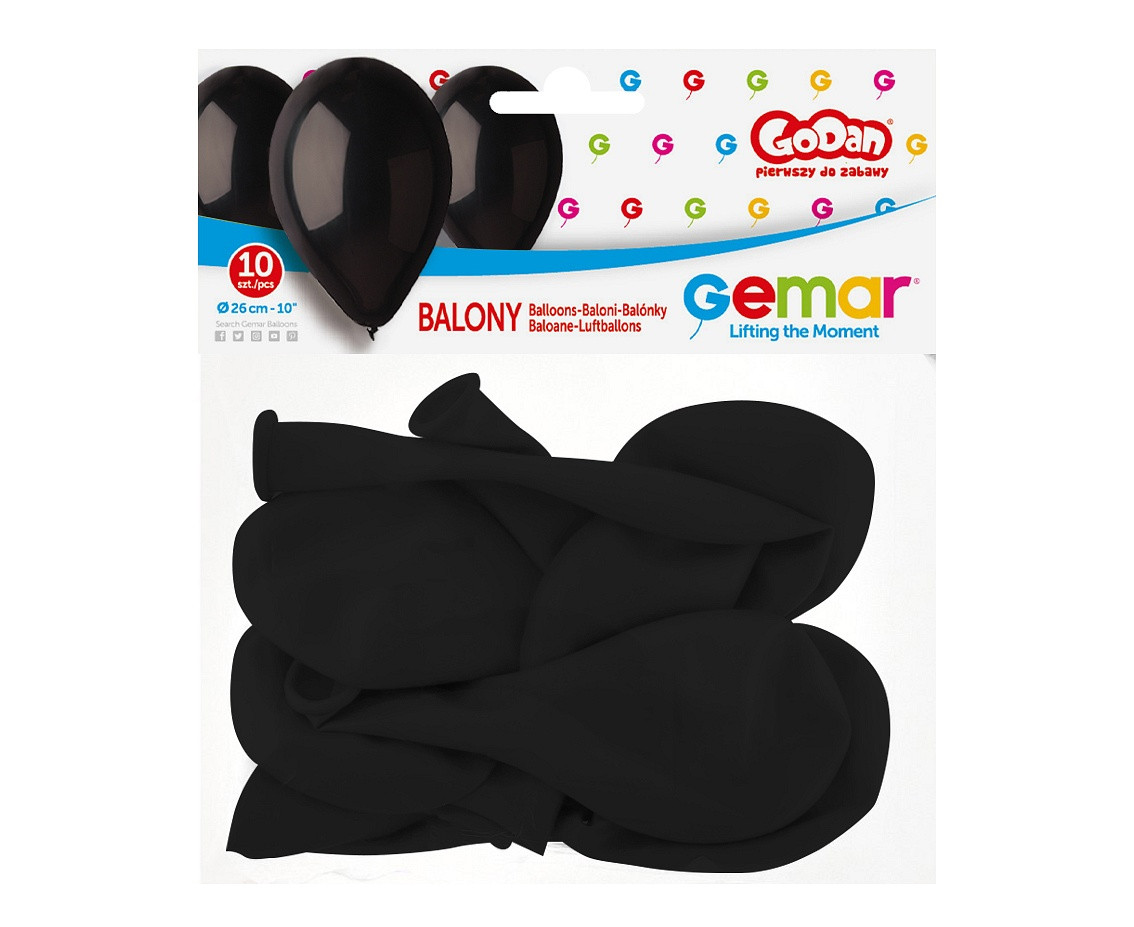 Balloons Gemar 10", pastel premium pastel black, 10pcs