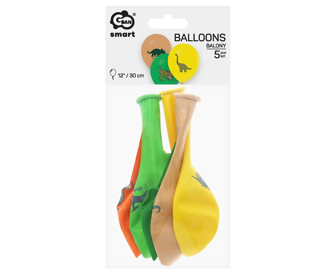 Balloons Dinosaurs, 12" / 5 pcs.