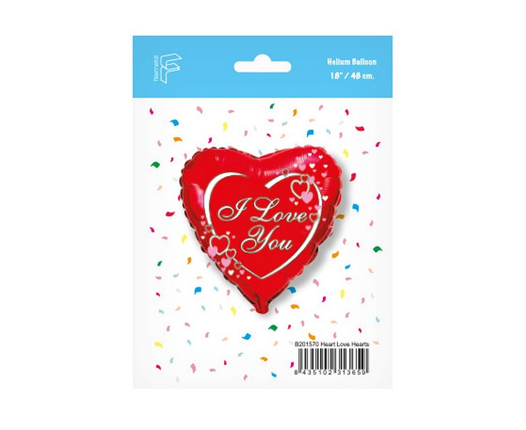 18" FX Foil Balloon - I Love You - Red, packed
