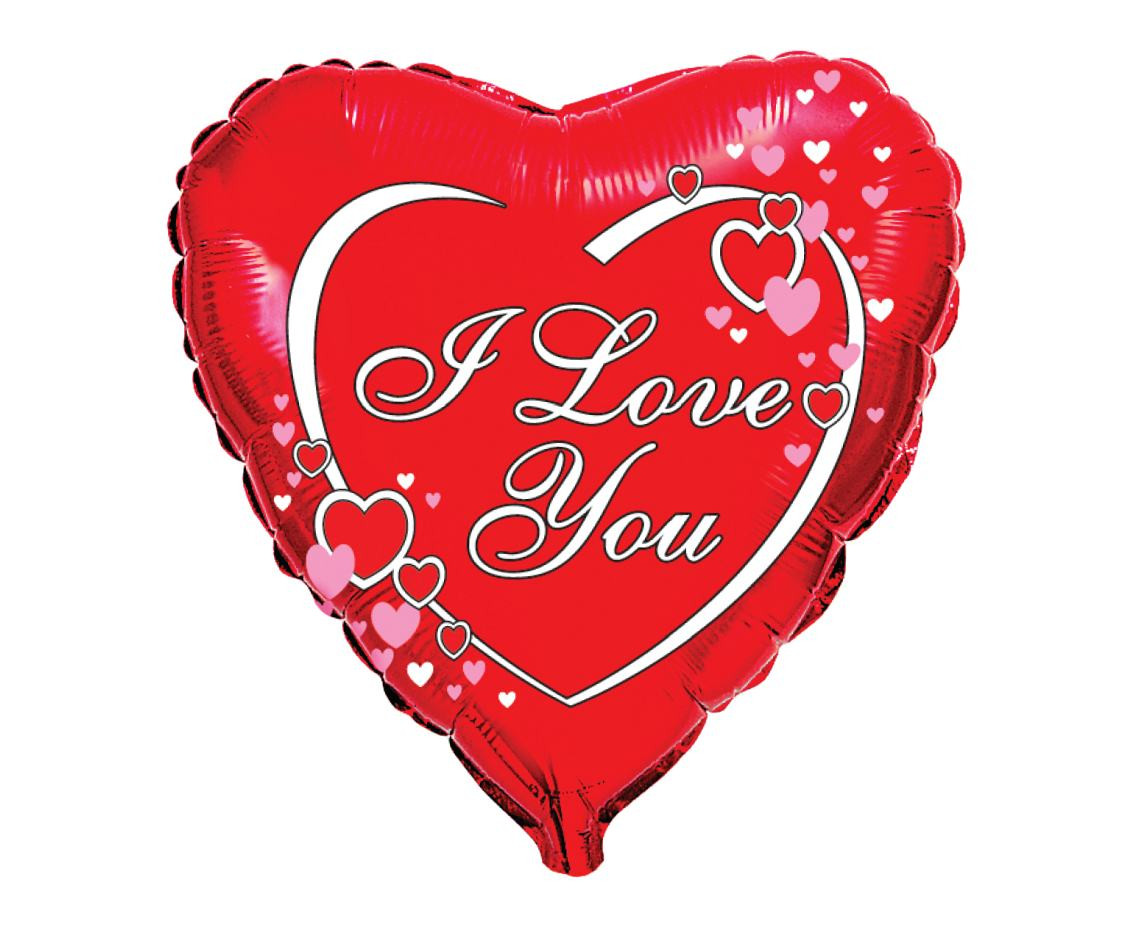 18" FX Foil Balloon - I Love You - Red, packed