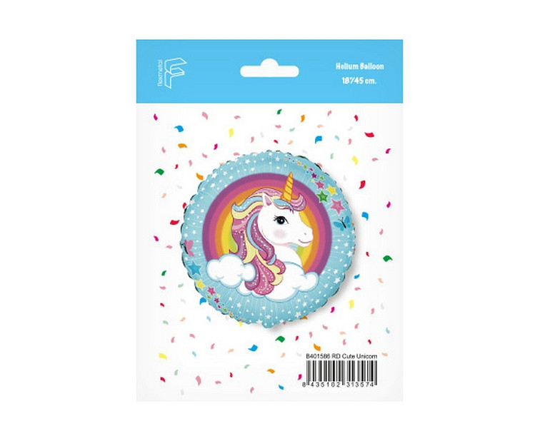 Foil balloon 18" FX - Unicorn, packed EOL