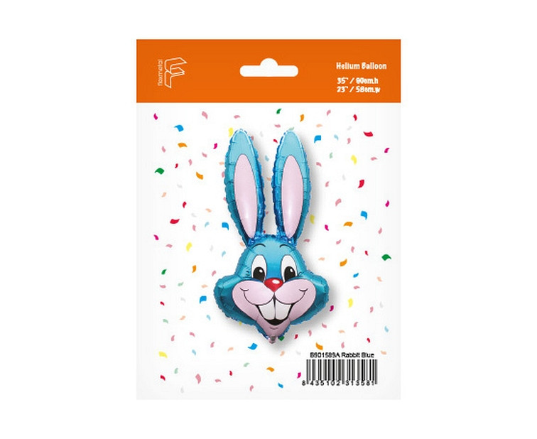Foil balloon 24" FX - "Rabbit" (blue), packed