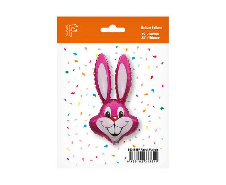 Foil balloon 24" FX - "Rabbit" (pink), packed