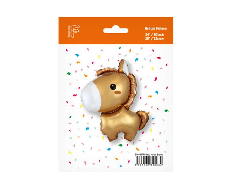 Foil balloon FX 24" - Baby Horse (Brown), packed EOL