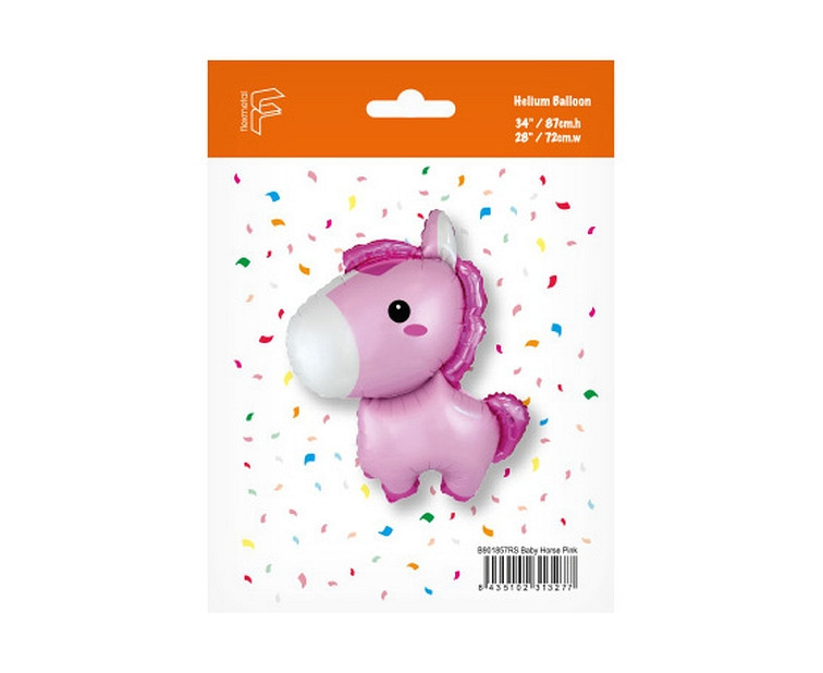 Foil balloon FX 24" - Baby Horse Pastel Pink, packed EOL