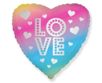 Foil balloon 18" FX - LOVE heart (gradient) KK,  unpacked (flat) EOL