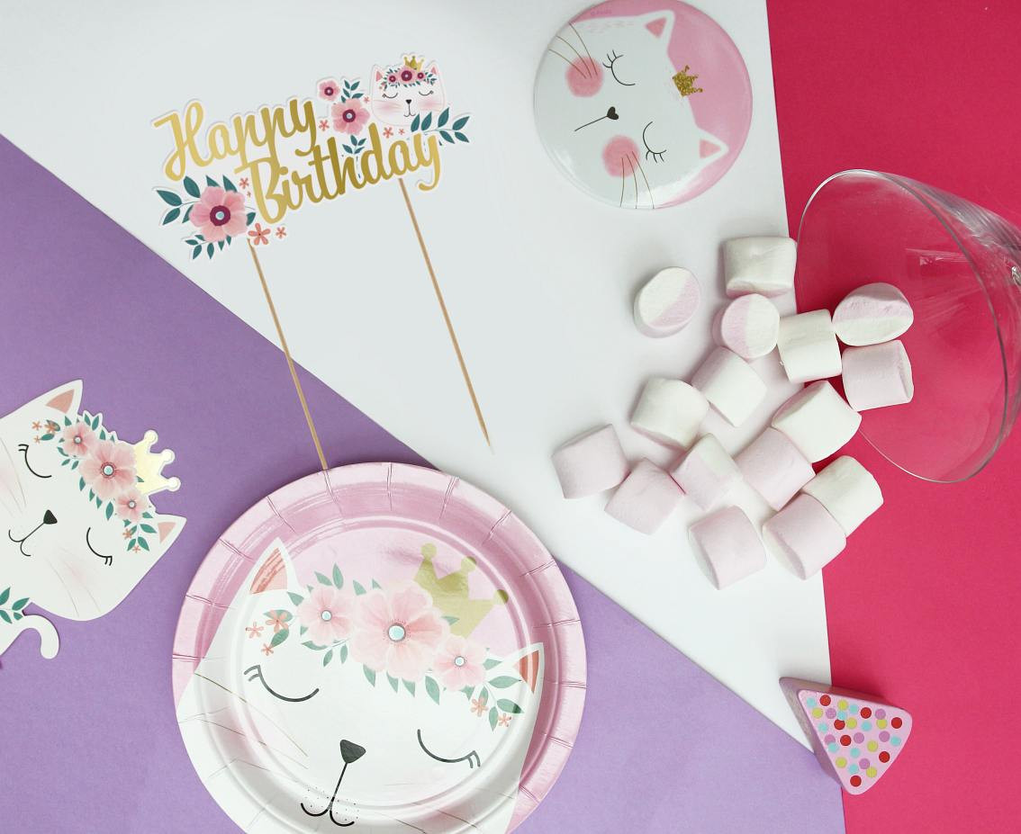 Cake topper Cat - Happy Birthday, 15x19cm