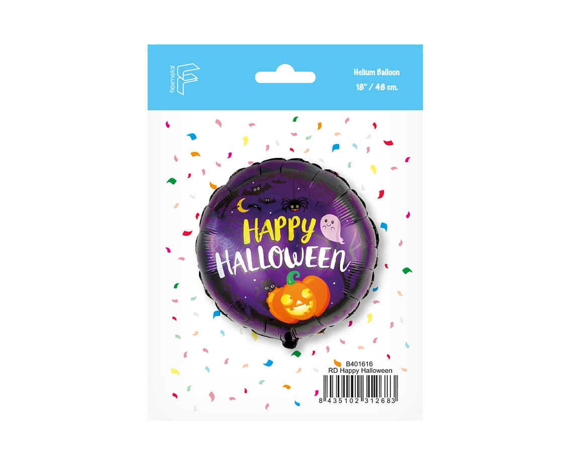 Foil balloon 18" FX - Happy Halloween, packed