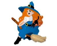 Foil balloon 24" FX Witch on Broom, packed
