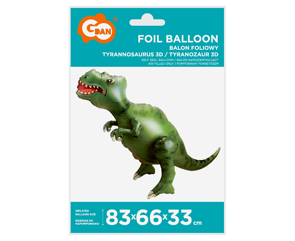 Foil balloon Tyrannosaurus 3D, 83x66x33 cm EOL